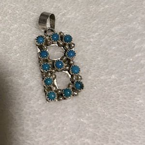 “B” turquoise pendant